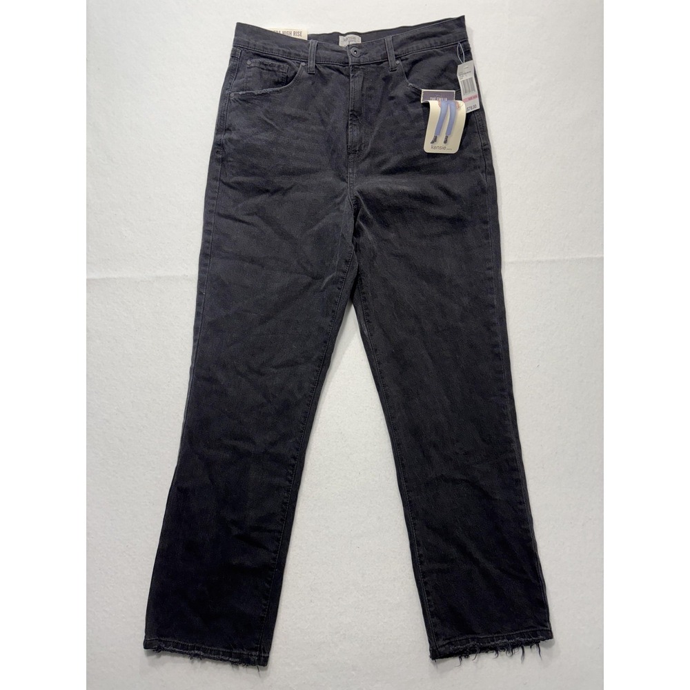 Kensie Jeans Womens 10/30 Gray Charcoal Wash High Rise Slim Straight Raw Hem